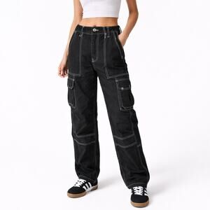 BDG Urban Outfitters Relaxed Skate Jeans Black Contrast Stitch Size 27 Pockets